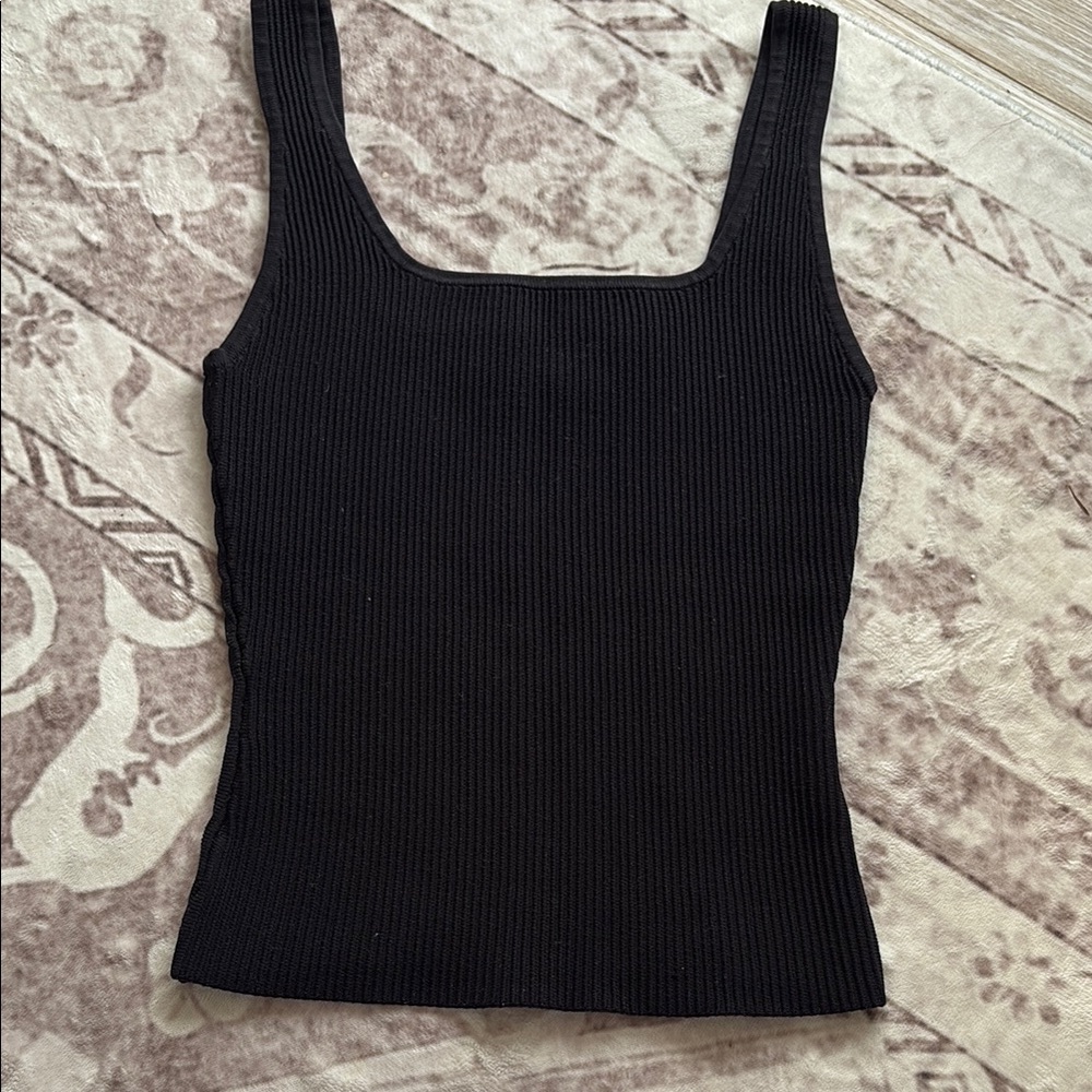 Black Ribbed Tank Top